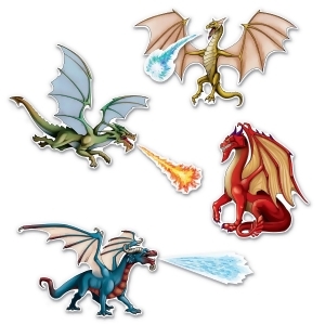 Club Pack of 12 Flying Fire and Ice Dragon Cutouts Wall Decor 20.5 - All