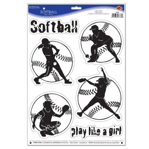 Club Pack of 72 Female Softball Peel 'N Place Sports Clings - All