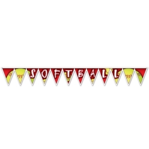 Pack of 12 Red and Yellow All Weather Softball Pennant Sports Banners 7' 4 - All