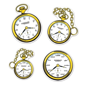 Club Pack of 48 Yellow and Black Clock Cutouts Wall Decorations 12.75 - All