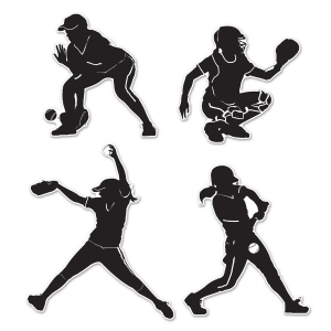 Club Pack of 48 Female Softball Cut Out Double Sided Sports Silhouettes - All
