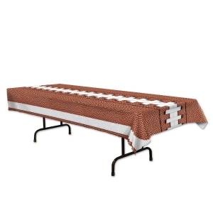 Club Pack of 12 Brown and White Football Table Cover Decoration 9' - All