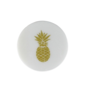 Set of 4 White and Gold Glittered Pineapple Tropical Coasters with Cork Backing 4 - All