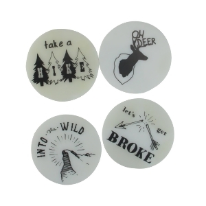 Set of 4 Black and White Wilderness Rustic Coasters with Cork Backing 4 - All