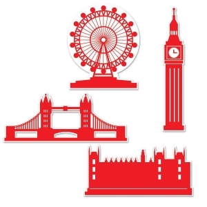 Club Pack of 48 Famous London Landmarks Party Silhouette Cut Outs - All