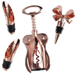 Set of 4 Classy Decorative Handcrafted Rose Gold Plated Wine Set 7.25 - All