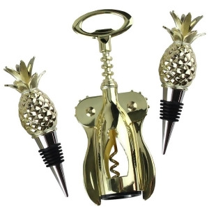 Set of 3 Tropical Decorative Handcrafted Gold Plated Pineapple Wine Set 7.25 - All