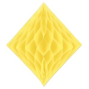 Club Pack of 12 Honeycomb Pastel Yellow Diamond Hanging Decorations 12.5 - All