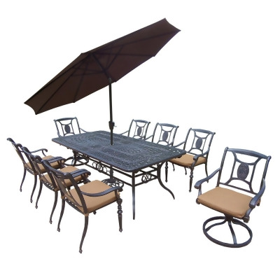 11 Piece Aged Black Finish Aluminum Outdoor Furniture Patio Dining