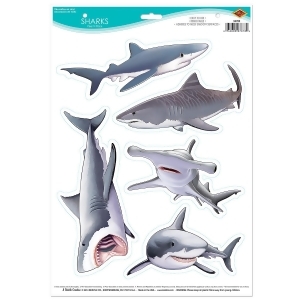 Club Pack of 60 Sharks Peel 'N Place Party Clings Decorations - All