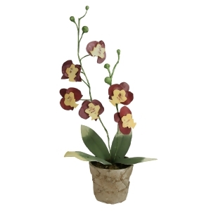 14 Artificial Crimson Red Deep Banana Yellow Decorative Orchids in Pot - All