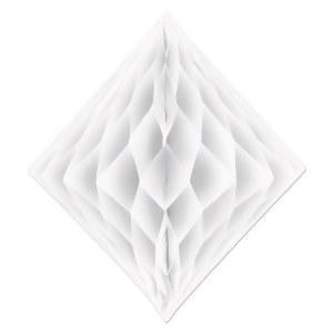 Club Pack of 12 Honeycomb Pure White Diamond Hanging Decorations 12.5 - All