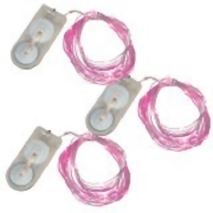 Set of 3 20 Battery Operated Led Pink Micro Rice Mini Rope Lights 76 - All