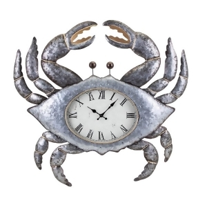 27.25 Metallic Silver and Gold Coastal Style Crab Decorative Metal Wall Clock - All