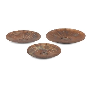Set of 3 Copper Sunburst Patterned Decorative Iron Wall Chargers - All
