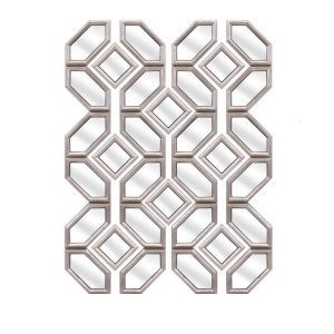 Set of 12 Matte Metallic Silver Decorative Geometric Wall Mirrors - All