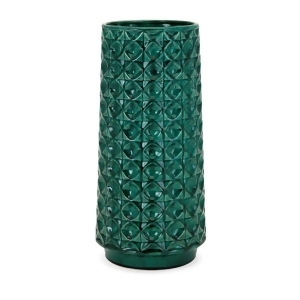 15.75 Emerald Green Textured Contemporary Kian Decorative Ceramic Vase - All