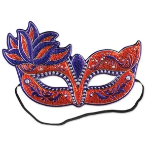 Pack of 12 Red and Purple Mardi Gras Mask Novelty Costume Accessories - All