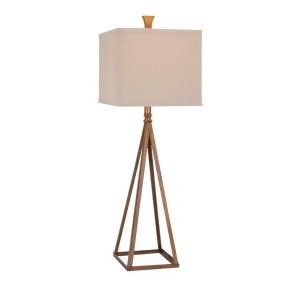 35 Caramel and Tan Brown Decorative Triangle Metal Table Lamp with Square Shade - All