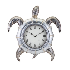 23 Metallic Silver and Gold Coastal Style Turtle Decorative Metal Wall Clock - All