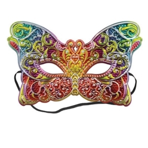 Pack of 12 Butterfly Shaped Metallic Mardi Gras Mask Costume Accessories with Elastic - All