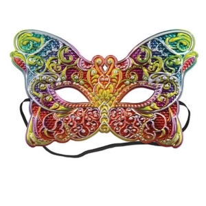 Pack of 12 Butterfly Shaped Metallic Mardi Gras Mask Costume Accessories with Elastic - All