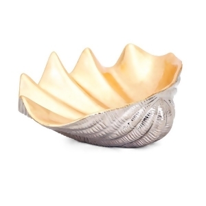 15 Dove White Silver and Gold Geneva Ceramic Shell Decorative Bowl - All