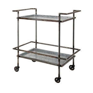 35.75 Galvanized Iron Two-Tier Industrial-Style Percy Decorative Bar Cart - All