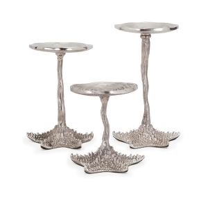 Set of 3 Metallic Silver Starfish Decorative Aluminum Candleholders - All