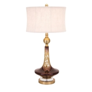 30.75 Gold Bronze and Tan Mercury Glass Table Lamp with Corset Drum Shade - All