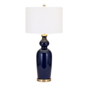 29.75 Navy Blue Gold and Dove White Decorative Ceramic Table Lamp - All