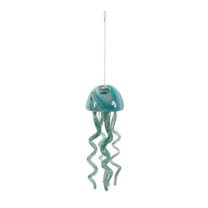 15.75 Sea Blue and Turquoise Decorative Small Glass Jellyfish Windchime - All
