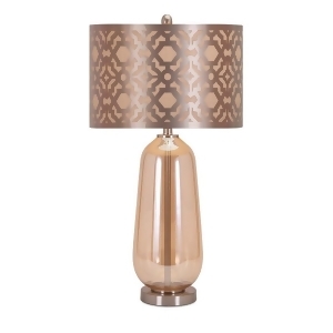 30.5 Transparent Tawny and Chocolate Brown Decorative Glass and Metal Table Lamp - All