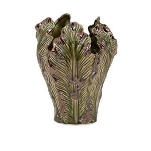 11 Rustic Green Glazed Burton Decorative Tall Organic Ceramic Vase - All