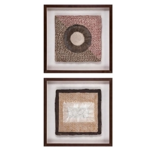 Set of 2 Brown and Beige Paper Art Pine Wood Shadowbox Wall Decorations - All