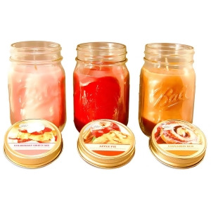 Set of 3 Pink and Red Bakery Scented Candles in Mason Jars 12oz - All