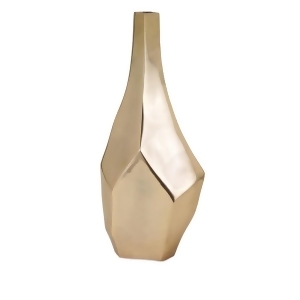 21 Gold Narrow Neck Faceted Large Decorative Aluminum Vase - All