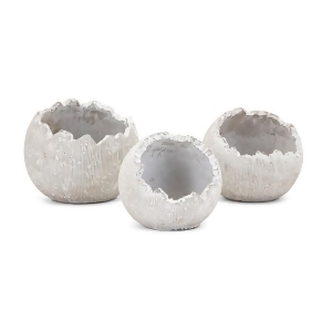 Set of 3 White Textured Oliver Decorative Cement Wall Flower Pots - All