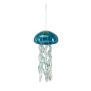 17 Sea Blue and Emerald Green Decorative Large Glass Jellyfish Windchime - All