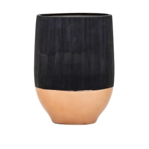 14.25 Matte Charcoal Black and Copper Rhone Decorative Ceramic Vase - All