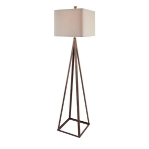 72 Mocha and Rust Brown Triangular Metal Floor Lamp with Rectangular Linen Shade - All