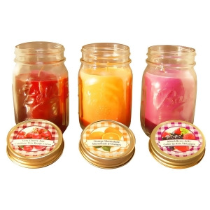 Set of 3 Orange and Red Decorative Jam and Jelly Scented Candle Jars 12oz - All