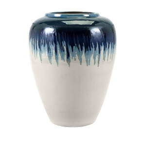 27.75 Shades of Dripping Blue and White Ombre Clay Floor Vase - All
