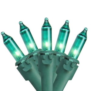 Set of 100 Teal Green Mini Christmas Lights 4.25 Spacing Green Wire - All