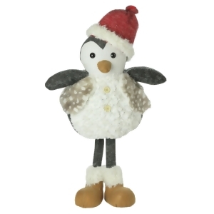 Plush Standing Penguin Christmas Figure Wearing a Fur Vest 24 Inches - All