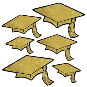 Club Pack of 72 Double Sided Gold Foil Grad Cutouts 14.25 - All