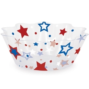 Club Pack of 12 Transparent Fluted Patriotic Disposable Plastic Party Bowls 8 - All
