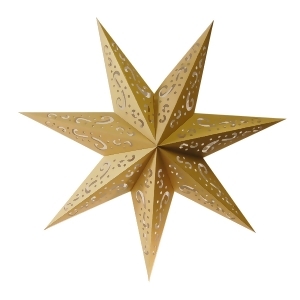 Pack of 3 Hanging Gold 7 Point Star Paper Lanterns with Swirl Design 16 - All