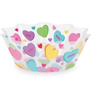 Club Pack of 12 Clear Fluted Valentines Hearts Disposable Plastic Party Bowls 8 - All