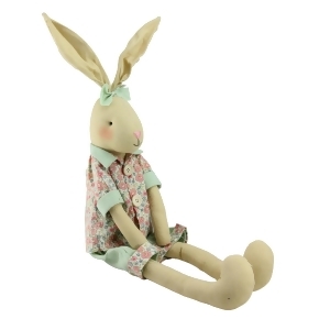 20 Sitting Linen Pink and Green Floral Easter Bunny Rabbit Spring Figure - All